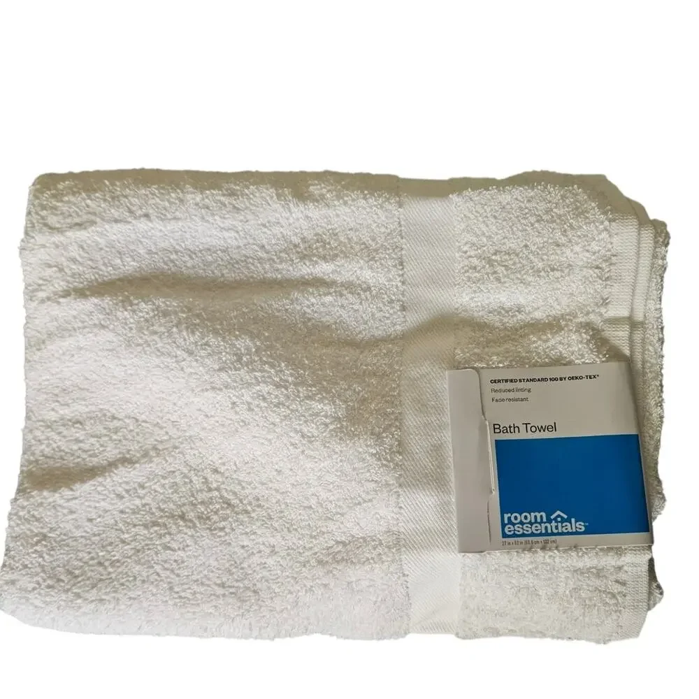 Room Essentials Bath Towel True White Oeko-Tex NWT Target 27x52
